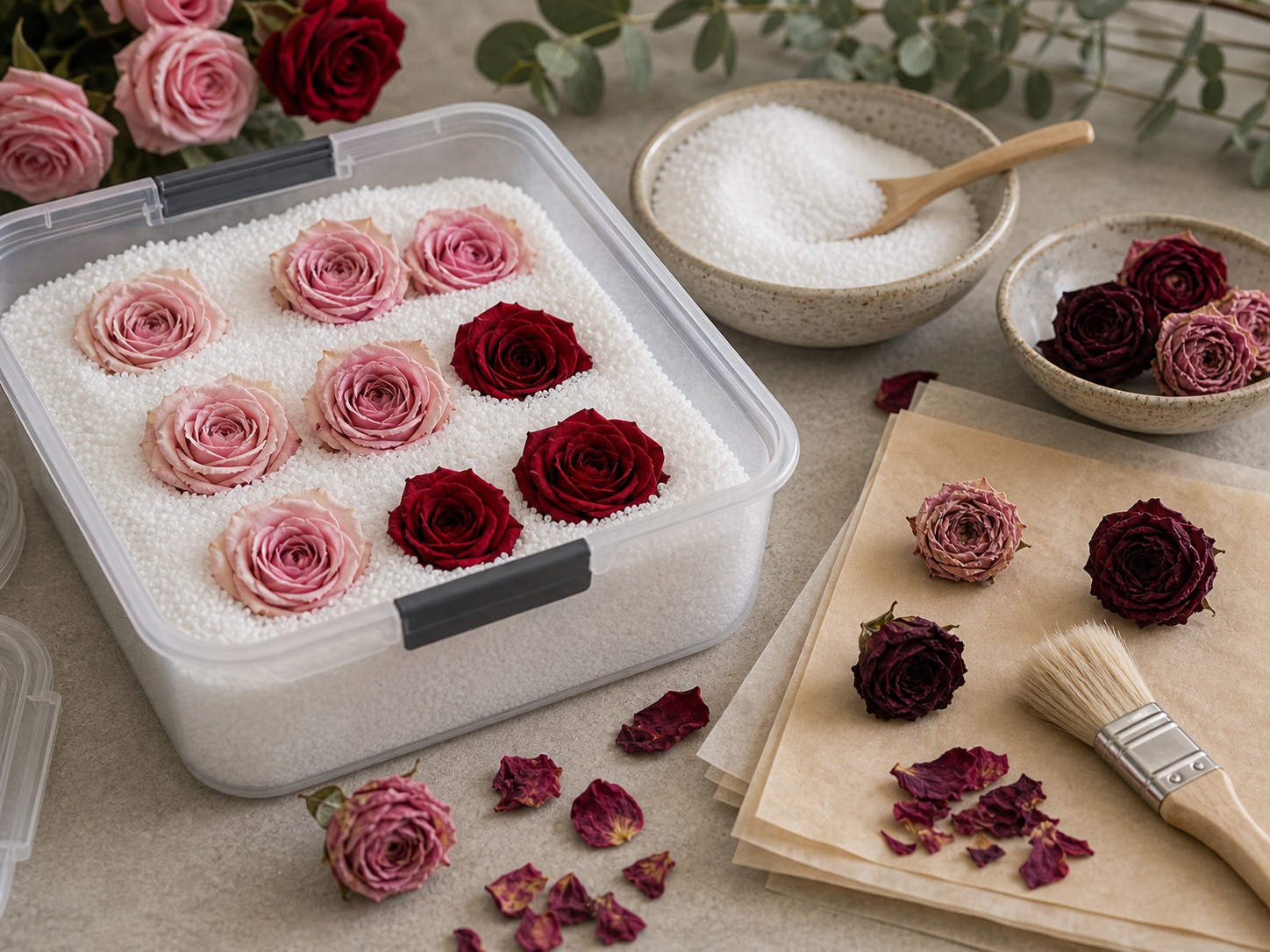 Silica Drying Roses